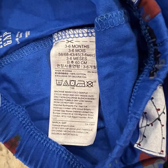 NWT GAP Baby Grey & Blue W/Christmas Tree Print Bodysuit & Pull-On Pants - 3-6M - Picture 7 of 8